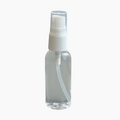 Clear spray bottle with white cap